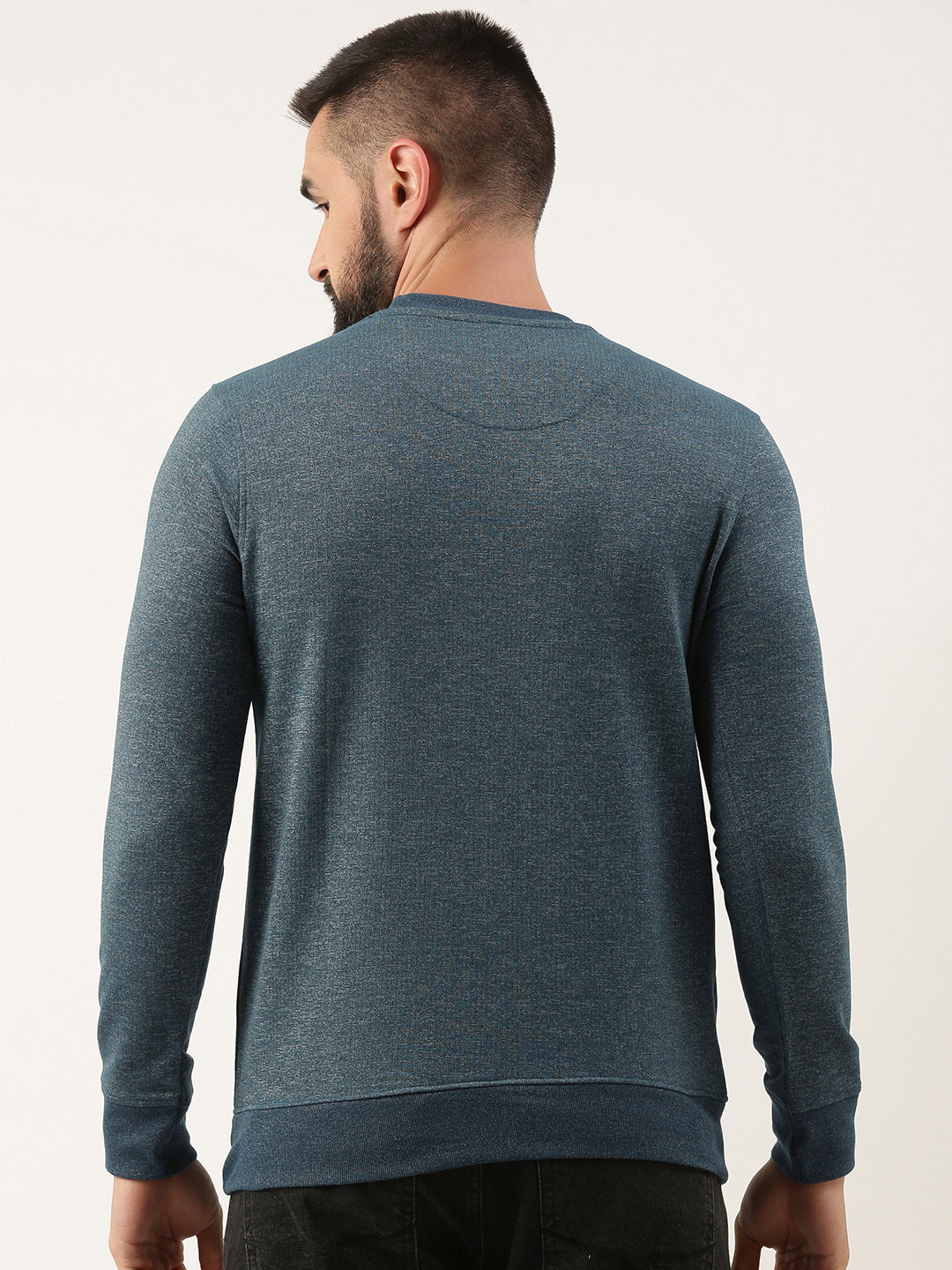 Men Teal Solid Sweatshirt