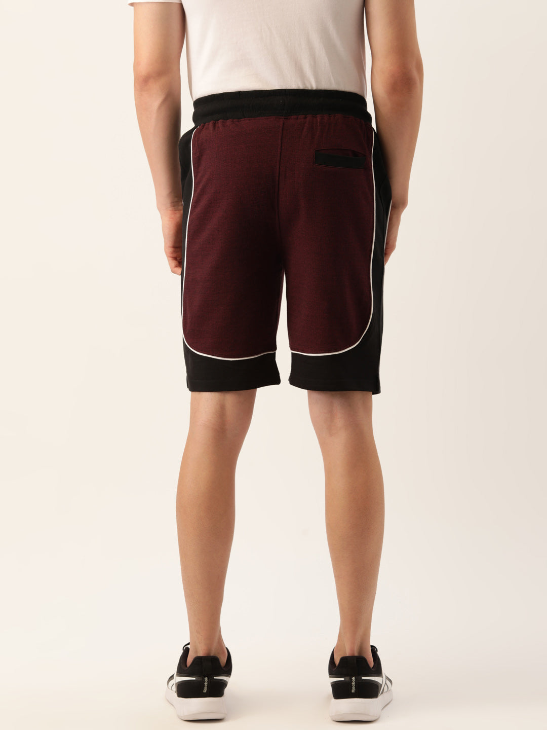 Men Blackwine Casual Terry Curved Side Shorts