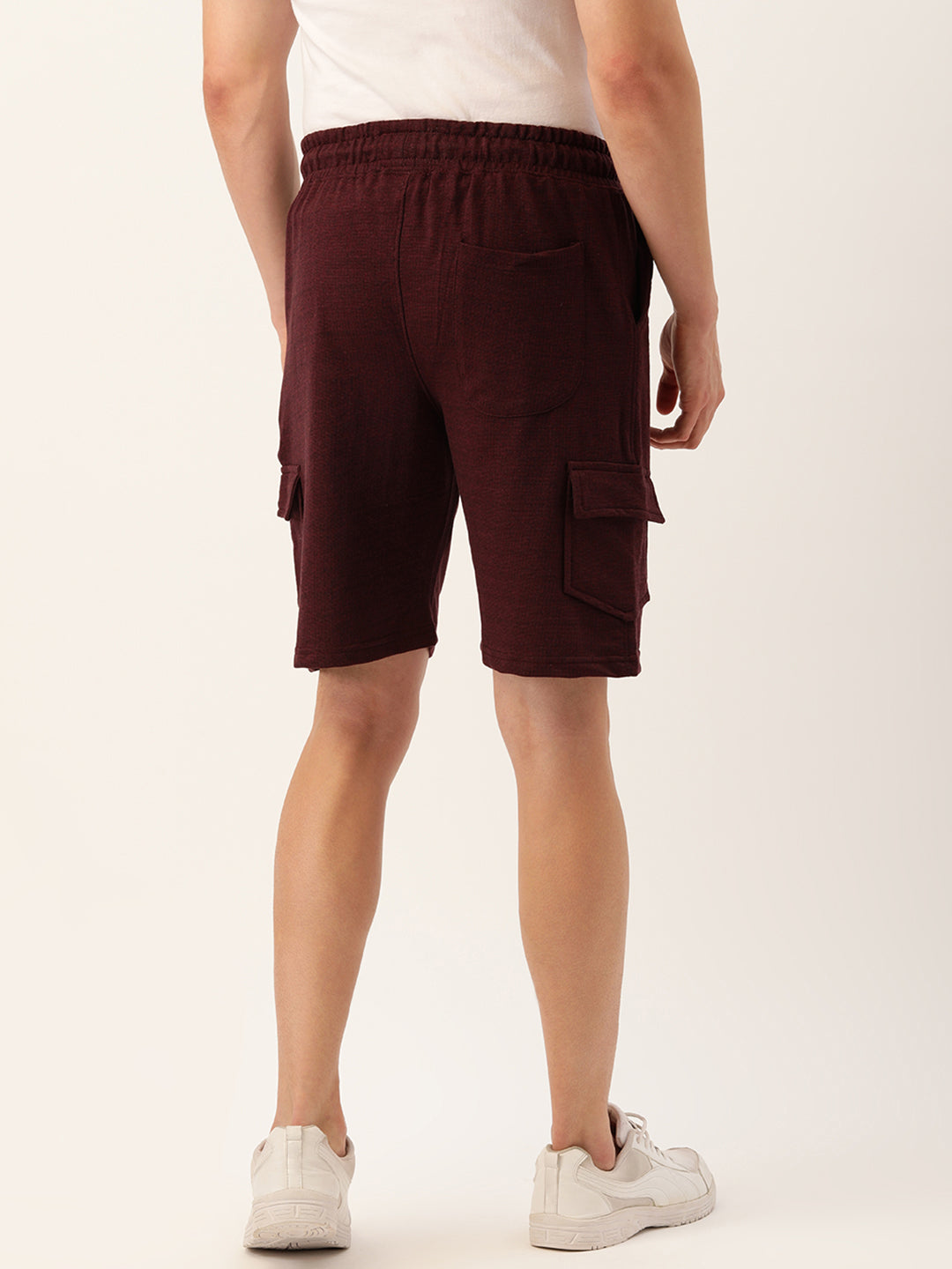 Men Blackwine Casual Terry Cargo Shorts