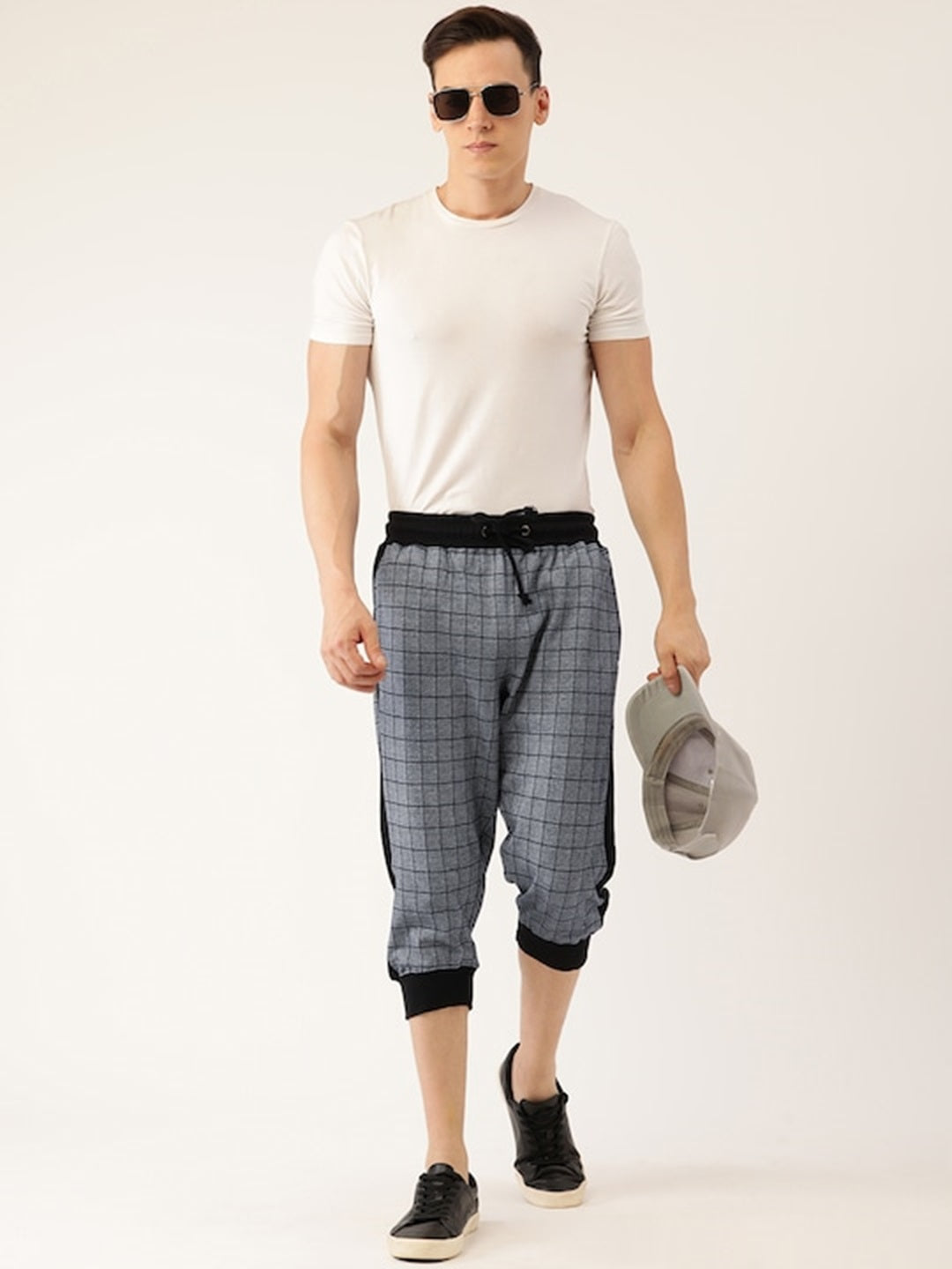 Men Navychk Casual Terry Side Panel 3/4th Shorts