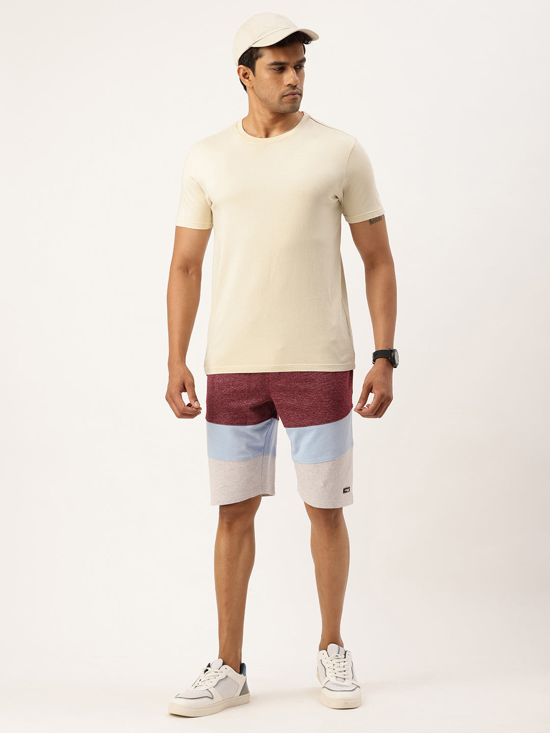 Men Winestu Casual Terry Cut & Sew Shorts