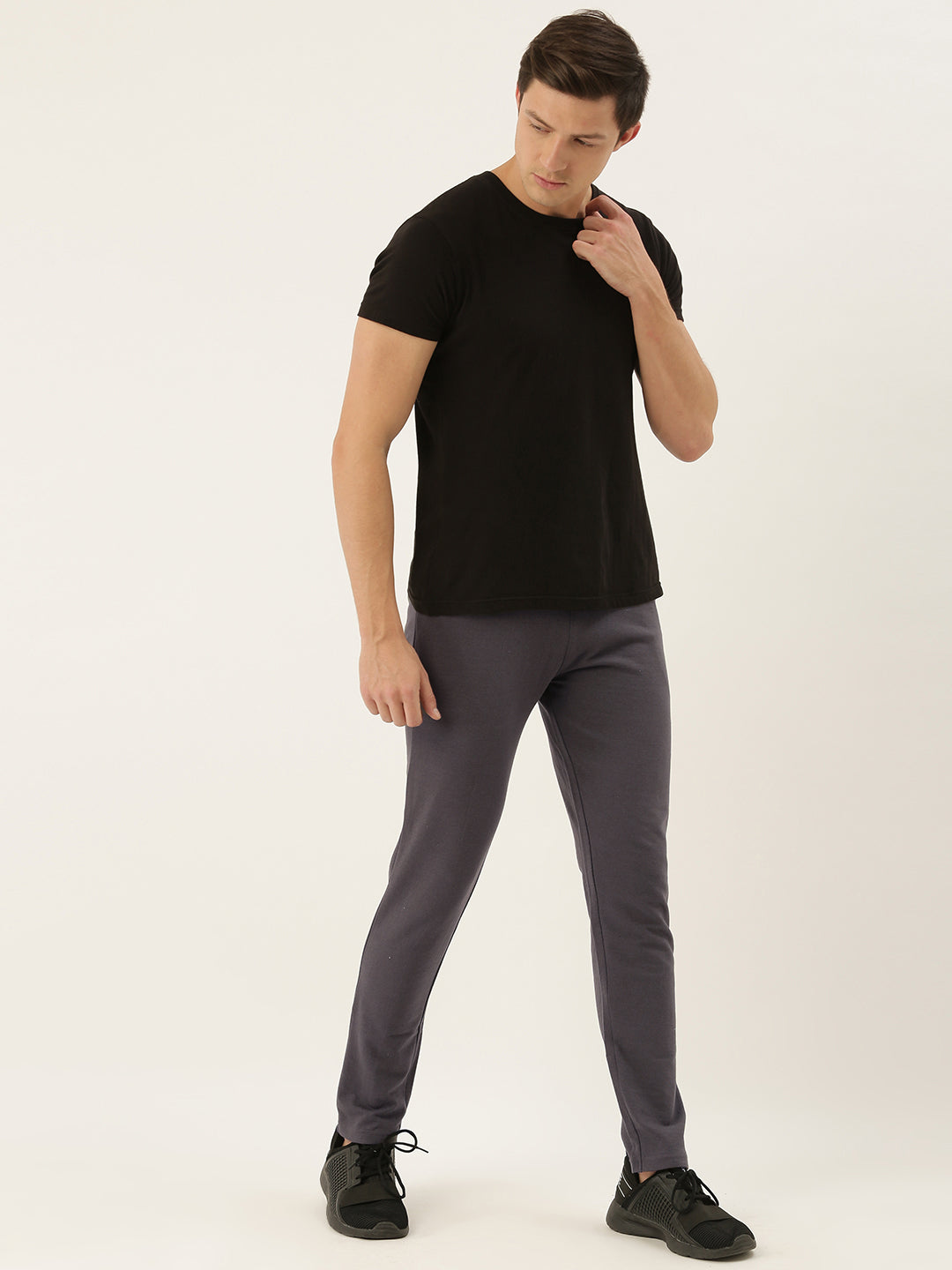 Men Grey Solid Track Pants