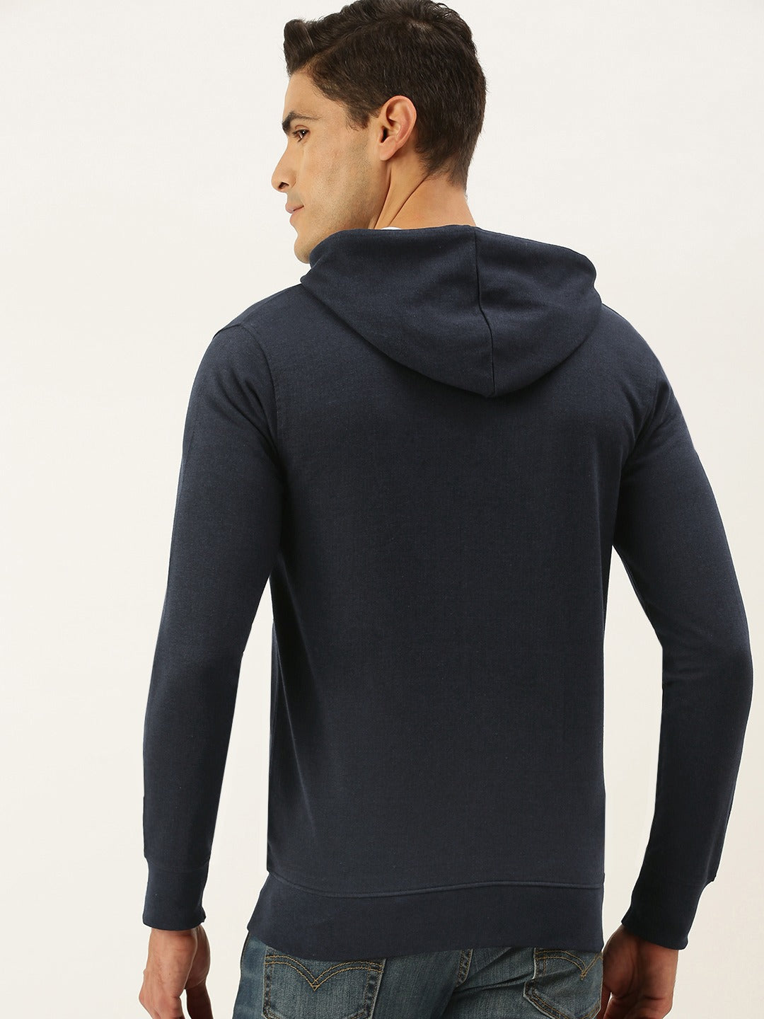 Men Blacknavy Solid Hooded Sweatshirt