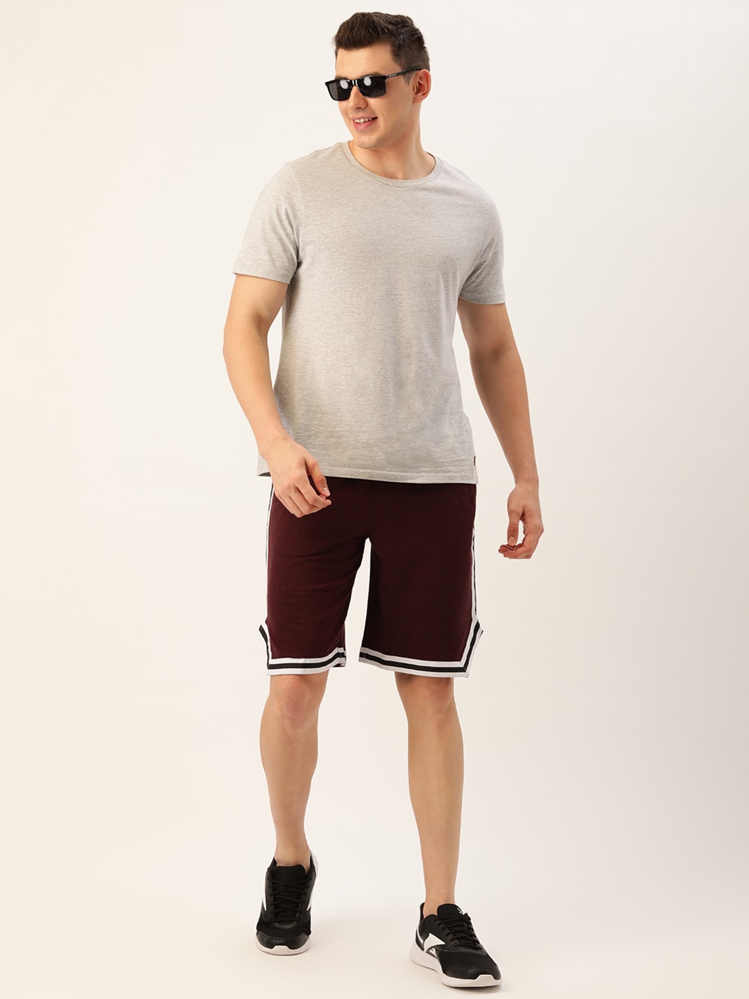 Men Blackwine Casual Terry Ribbon Shorts