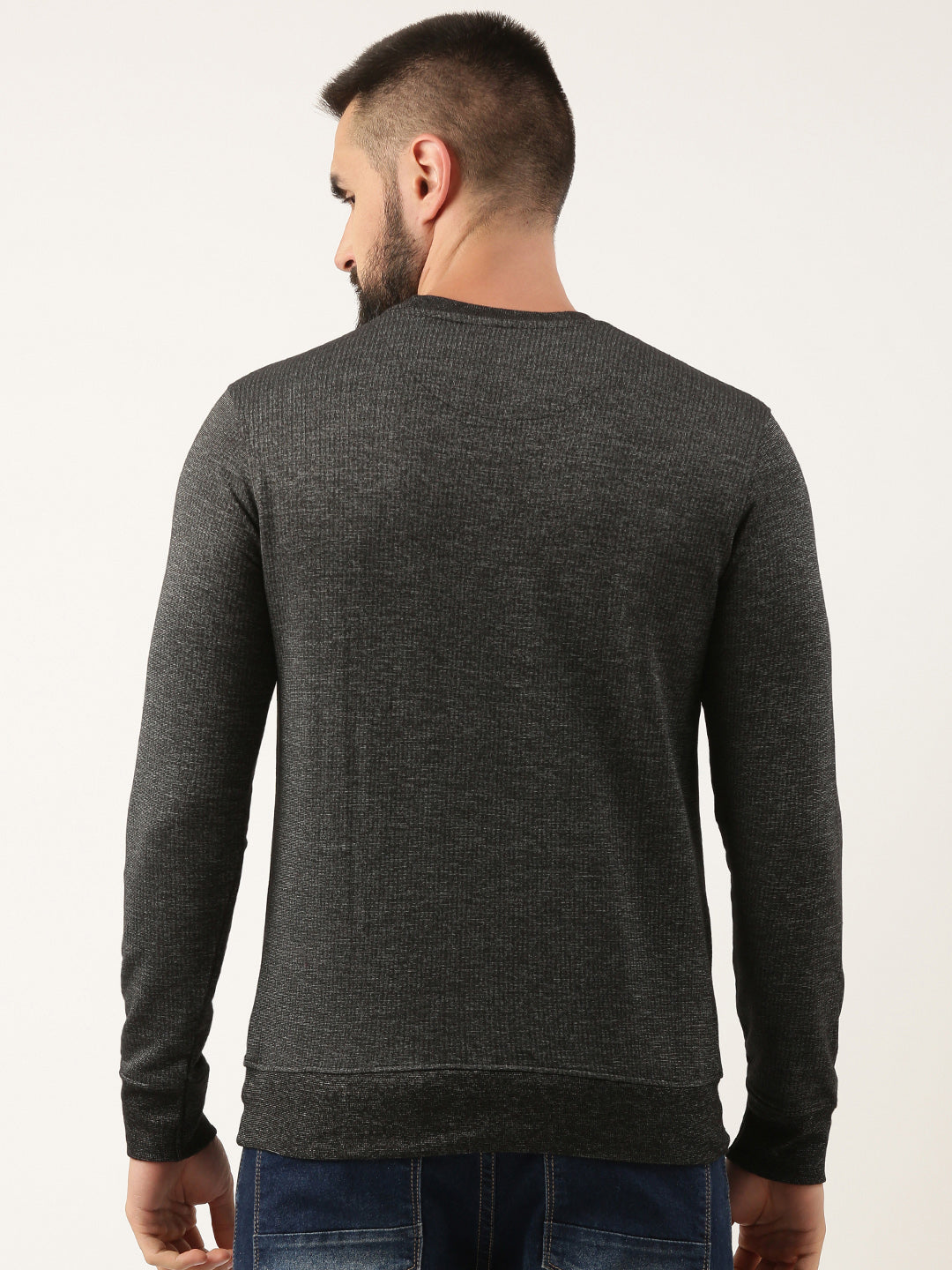 Men Black Solid Sweatshirt