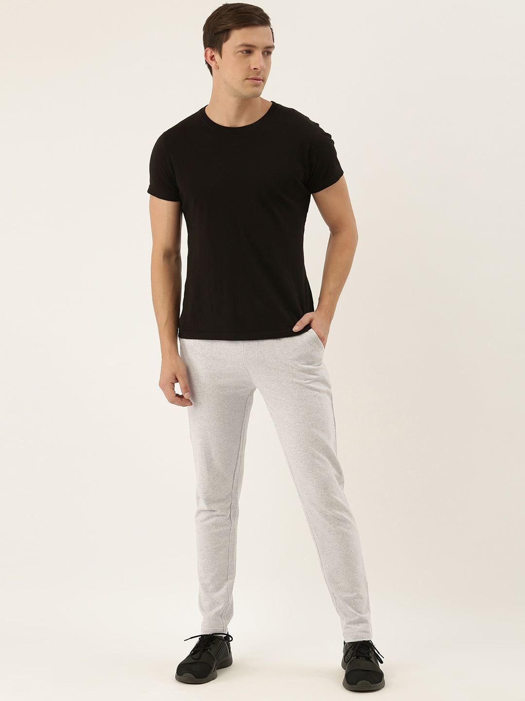 Men White Solid Track Pants