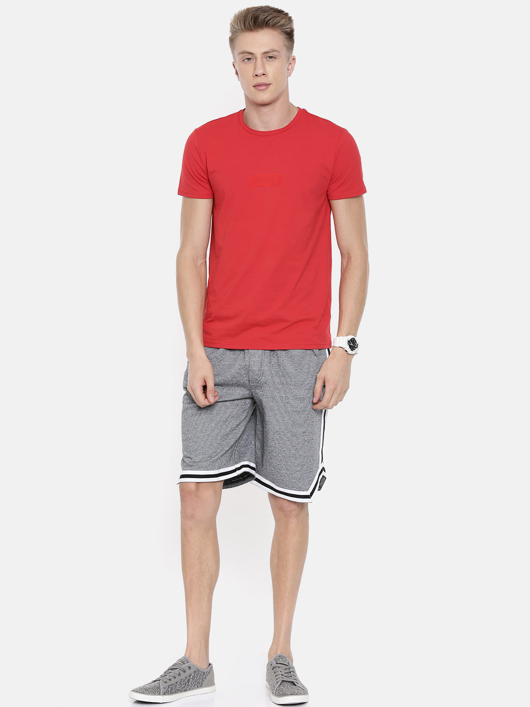 Men Whiteblack Casual Terry Ribbon Shorts