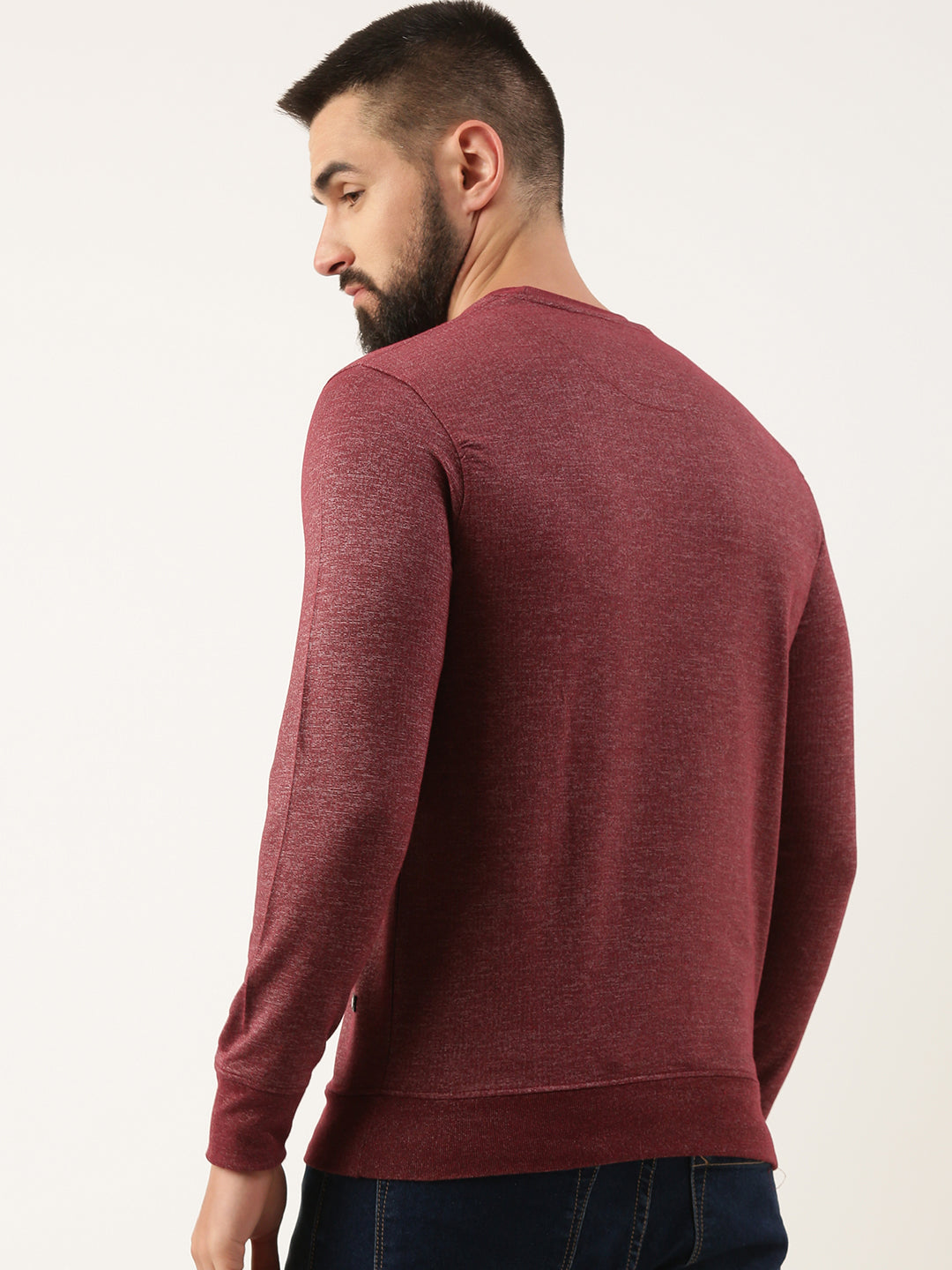 Men Wine Solid Sweatshirt