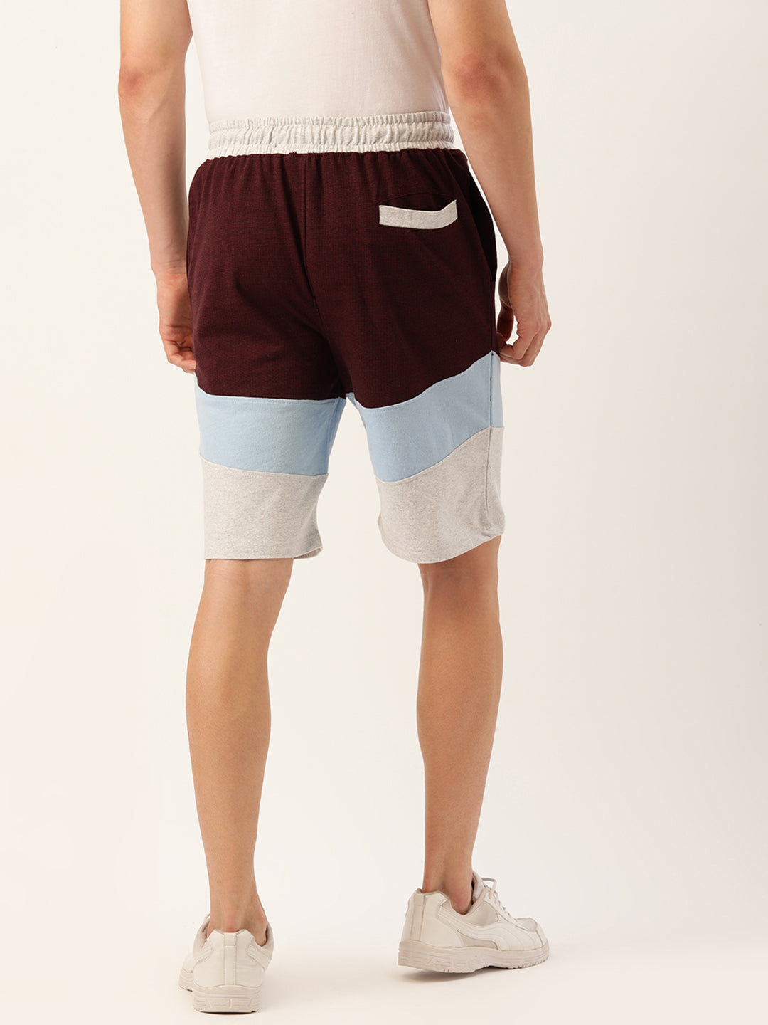 Men Blackwine Casual Terry Cut & Sew Shorts