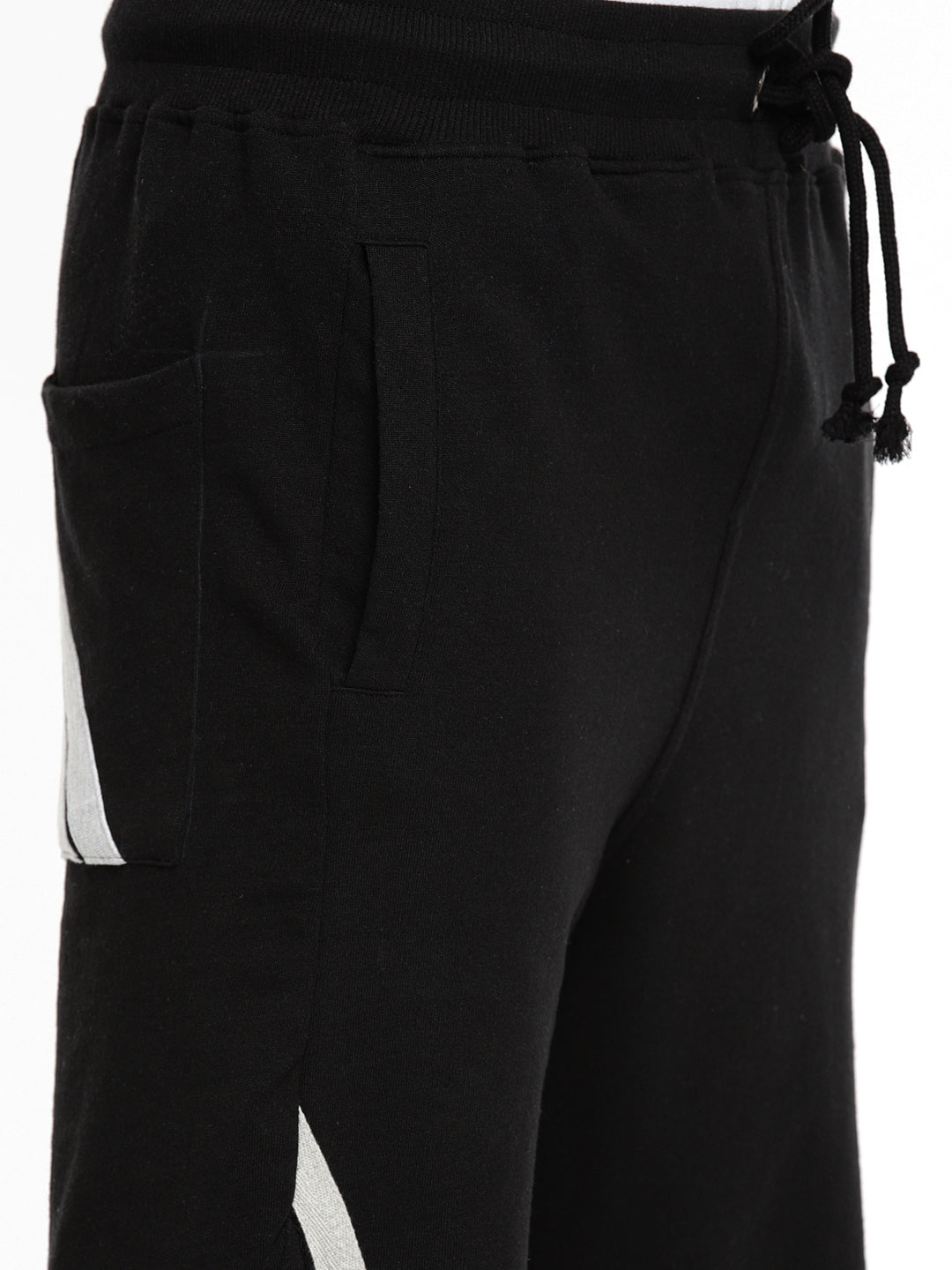 Men Black Casual Terry Curved Hem Shorts