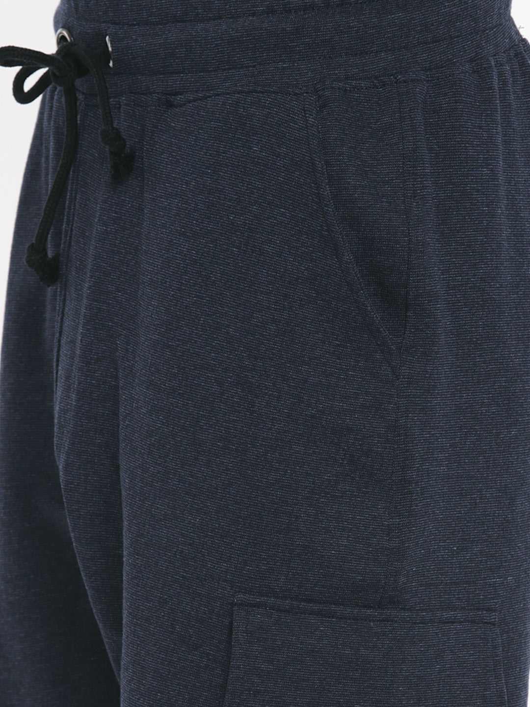 Men Navy Casual Terry Cargo Shorts