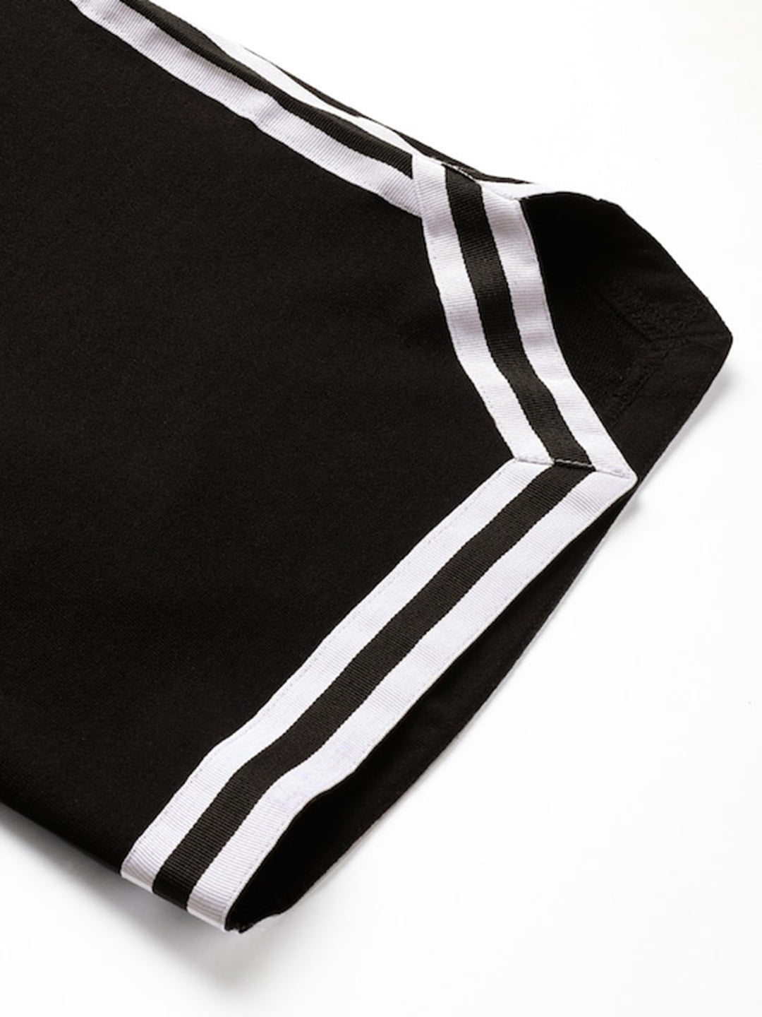 Men Black Casual Terry Ribbon Shorts