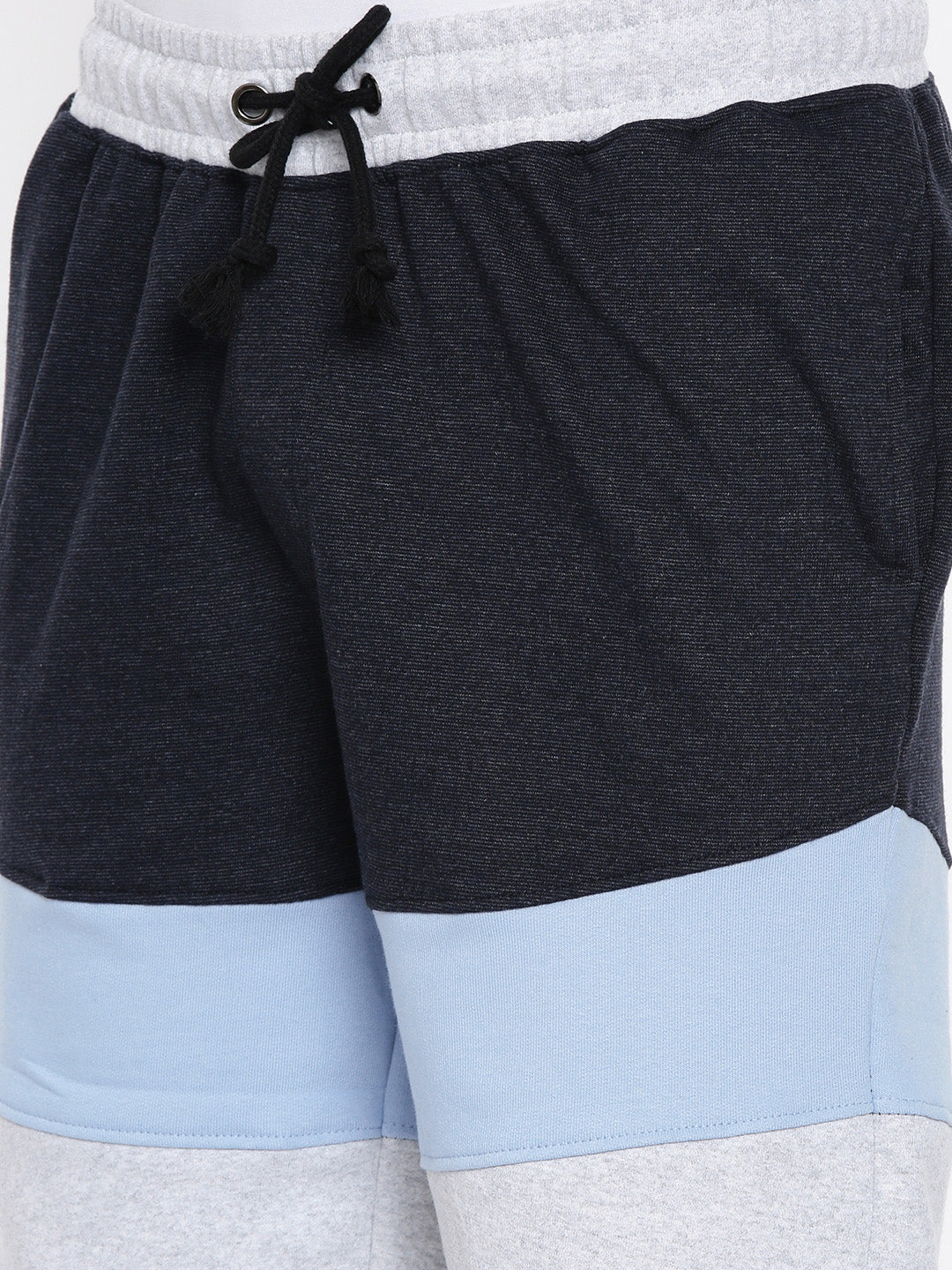 Men Blacknavy Casual Terry Cut & Sew Shorts