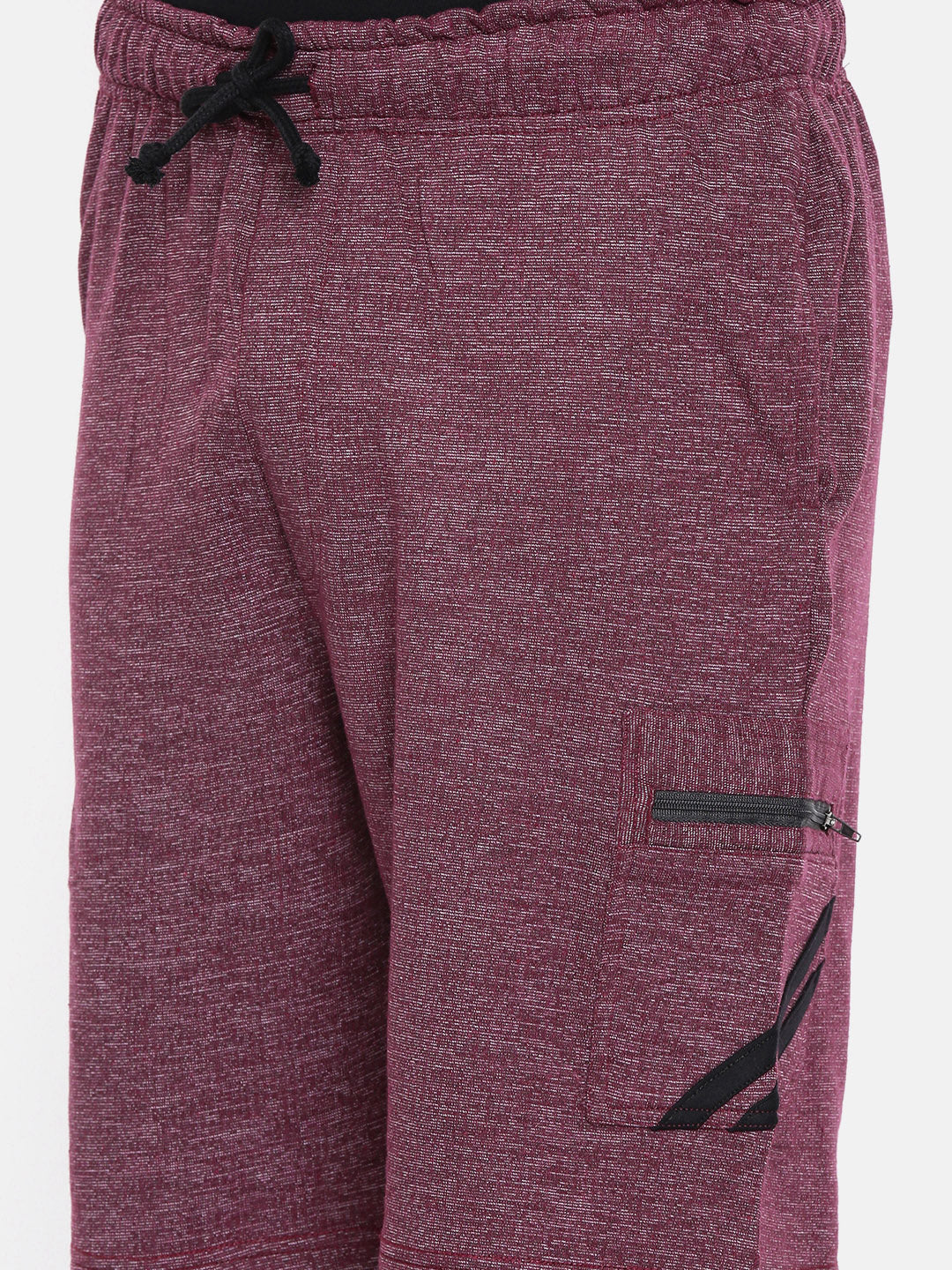 Men Wine Casual Terry Cargo Shorts