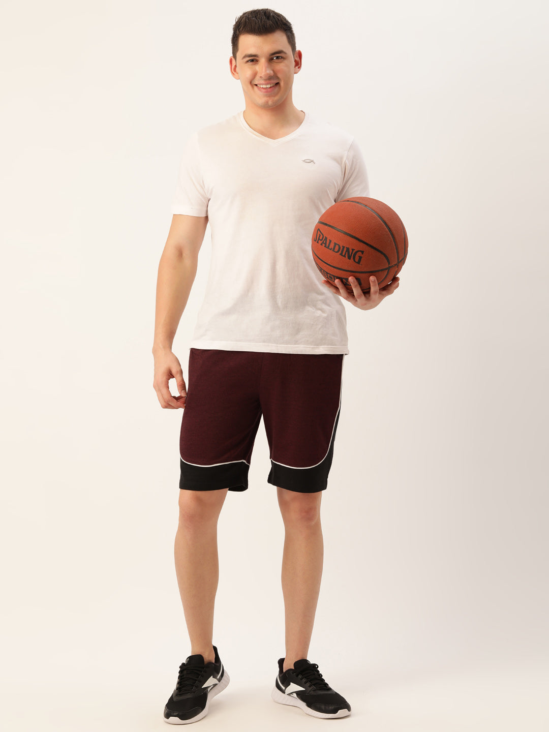 Men Blackwine Casual Terry Curved Side Shorts