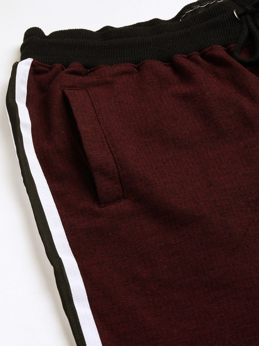 Men Blackwine Casual Terry Ribbon Shorts