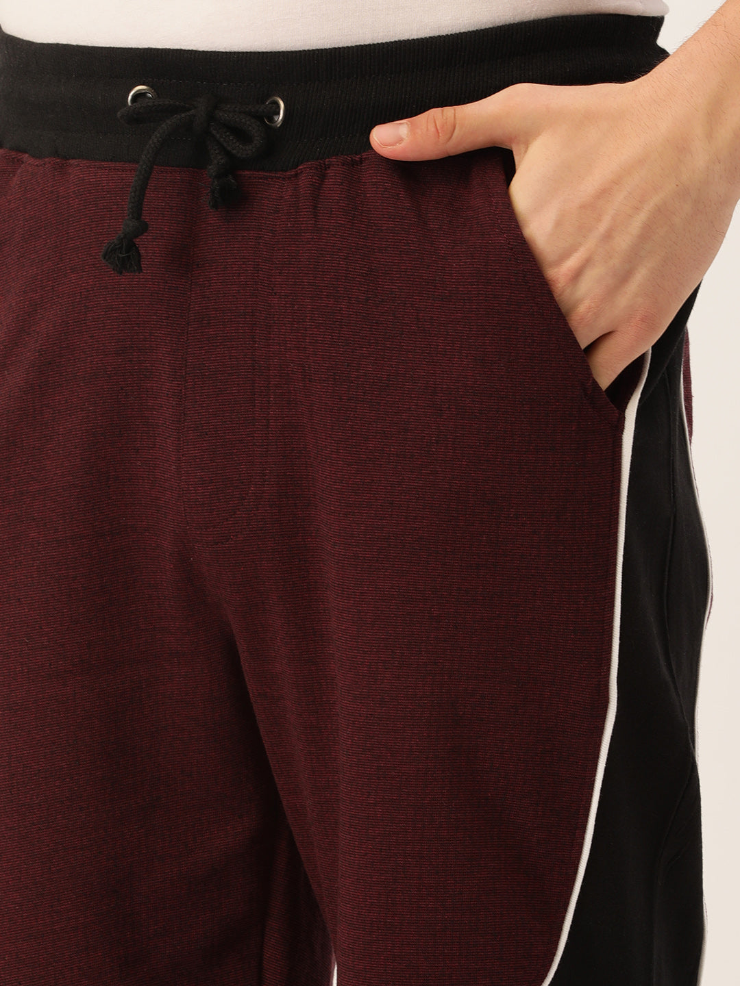 Men Blackwine Casual Terry Curved Side Shorts