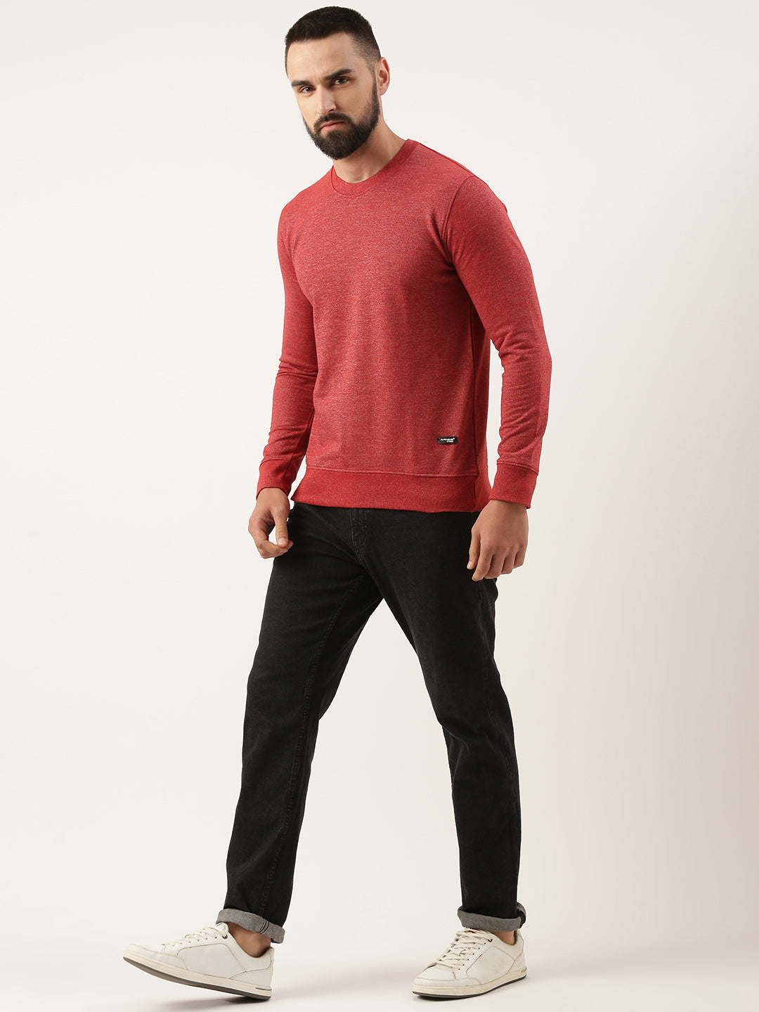 Men Red Solid Sweatshirt