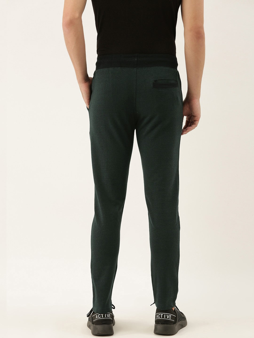 Men Oliveblack Solid Track Pants